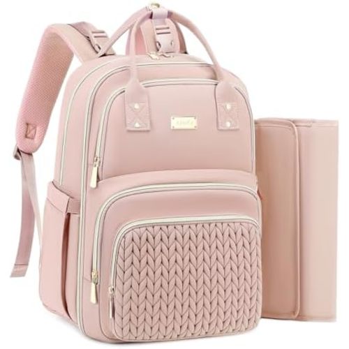 Diaper Bag Backpack - Large Multi functional, Boys, Girls & Baby Travel Essentials Tote with Changing Pad, Insulated Pockets, Stroller Straps, Waterproof - Baby Backpack for Mom & Maternity (Pink)