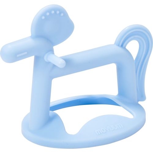 MOYUUM Pony Teether - 100% Silicone, Wearable Type, Baby Chew Toy, Baby Gift for Newborn, Roly Poly Toy, Silicone Teething Toys for Infant and Toddler, Bracelet Type, Pack of 1 (Blue)