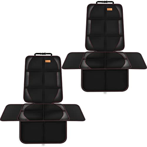 Car Seat Protector, 2 Pack of Seat Protectors, Thickest Padded 600D Fabric Padding, Waterproof, Durable, Anti Slip Backing, Child Seat Protection, Suitable for Babies, Toddlers, Children(Black 2)