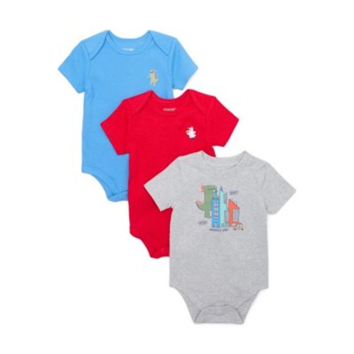 Garanimals Baby Boys Graphic Bodysuits with Short-Sleeves, 3-Pack, Sizes 0-24M