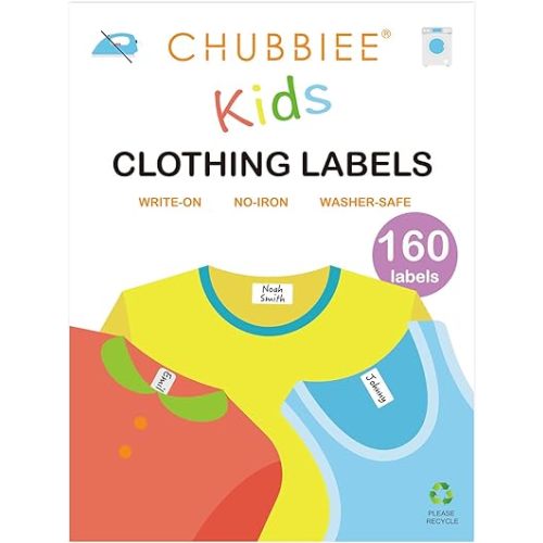 All Purpose No-Iron Kids Clothing Labels, Self-Stick Write-On Fabric Labels for Camp, School, Daycare, Nursing Care, Toys, Organizing, Washer & Dryer Safe, Pack of 160
