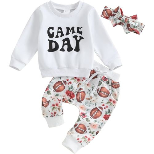 3Pcs Baby Girl Outfits Daisy Sweatshirt + Pants + Headband Infant Fall Winter Clothes