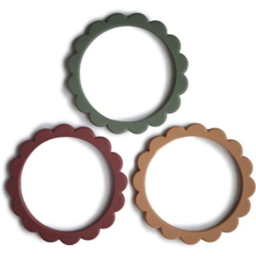 mushie Flower Teether Bracelet | 3-Pack (Dried Thyme/Berry/Natural)