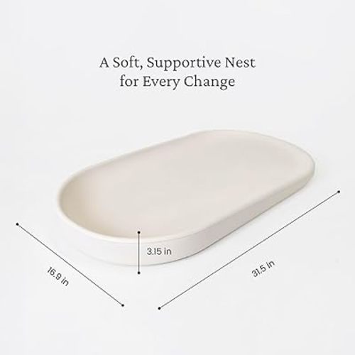 Toddlekind Premium Foam Changing Pad – Hygienic, BPA-Free, Water-Resistant, and Easy to Clean – Soft, Skin-Like PU Foam Mat with Ergonomic Design – Fits Standard Changing Tables (31.5"x16.9"), Beige