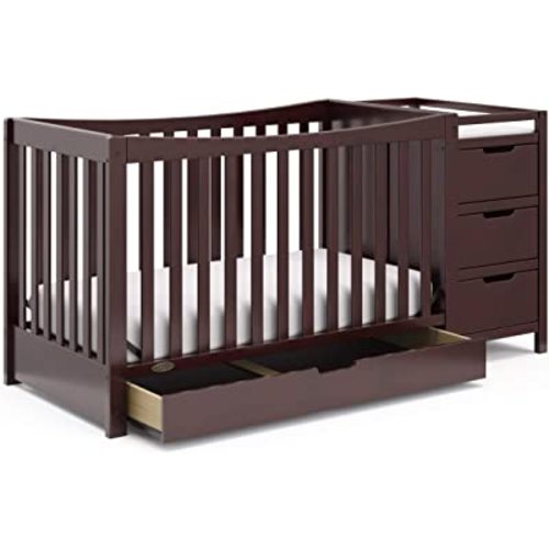 Graco Remi 4-In-1 Convertible Crib & Changer With Drawer (Espresso) – GREENGUARD Gold Certified, Crib And Changing-Table Combo, Includes Changing Pad, Converts To Toddler Bed, Full-Size Bed