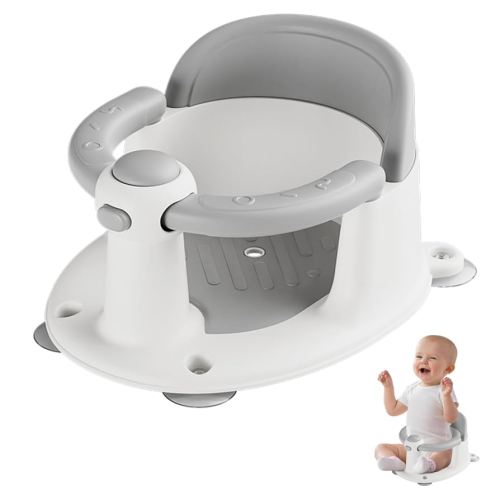 Baby Bath Seat for Babies 6 Months & up, Non-Slip Toddler Bath Seat for Baby & Newborn, Sit Up Bath Seat for Baby,Grey