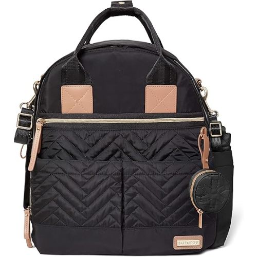 Skip Hop Diaper Bag Backpack: Suite 6-in-1 Diaper Backpack Set, Multi-Function Baby Travel Bag with Changing Pad, Stroller Straps, Bottle Bag and Pacifier Pocket, Black