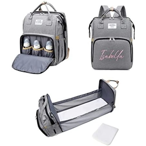 Personalized 3 in 1 Diaper Bag Backpack with Changing Station Multifunction Large Baby Diaper Bags for Boys & Girls Portable, Custom Lightweight Changing Bag Newborn Baby Essential Gifts (Black) his name in blue kamdyn ace