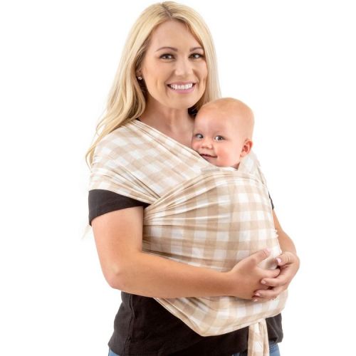 WeeSprout Baby Wraps Carrier - Child Sling for Newborn and Infant - One Size Fits All - Gingham Sand