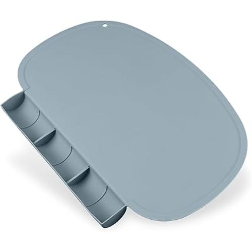 Silicone Placemat with Food Catching Pockets for Baby & Kid, Food Grade Silicone Non-Slip Toddler Food Place Mats with Raised Edges for Dining Table (Ether Color)