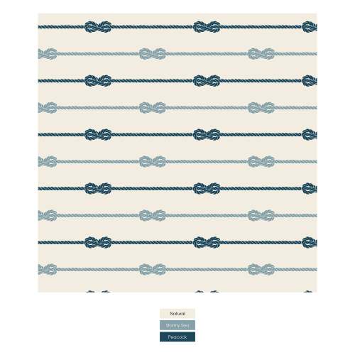 Print Footie with 2 Way Zipper in Natural Boat Rope