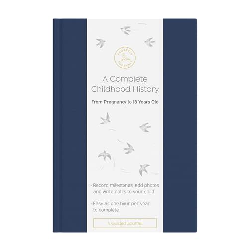 Promptly Journals, A Complete Childhood History: From Pregnancy to 18 Years Old (Navy Blue, Linen) | Baby Book and Pregnancy Journal | Baby Memory Book