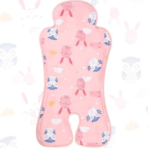 Pinkunn Gel Car Seat Baby Cooling Pad for Summer Breathable Stroller Cooler Pad Multifunctional Carseat Cooling Mat for Baby Child Dining Chair Safety Seat Stroller(Pink,Rabbit)