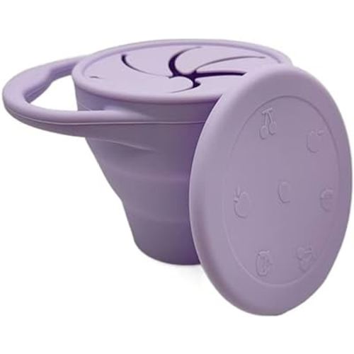 Baby Snack Cup,Collapsible Silicone Snack Container for Baby,Baby Snacks Holder with DustProof Lid,Baby and Toddler Snack Catcher Lid.