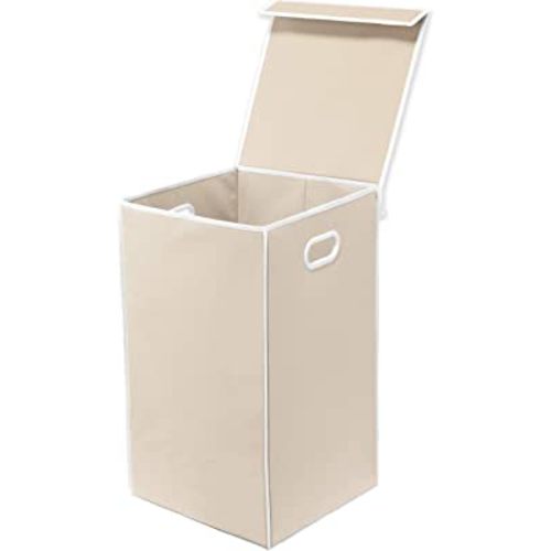 Simple Houseware Foldable Laundry Hamper Basket with Lid, Beige