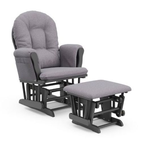 Storkcraft Hoop Glider Nursery Rocking Chair And Ottoman - White Frame/gray Fabric