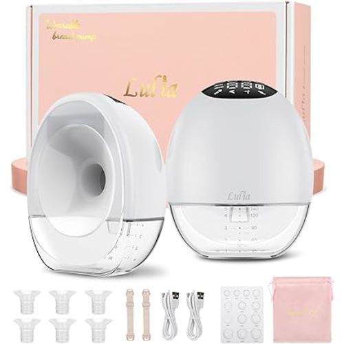 Lulia Breast Pump Hands Free, Upgraded Wearable Breast Pump, 380mmHg Strong Suction, 4 Modes & 9 Levels, Quickly Store Milk, 17/19/21/24MM Flanges, 2 Pack