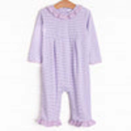 Lexie Ruffle Romper, Purple Stripe – Stitchy Fish