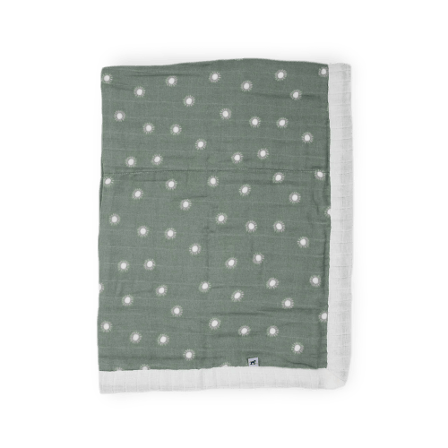 Organic Cotton Muslin Baby Quilt - Sage Suns 2
