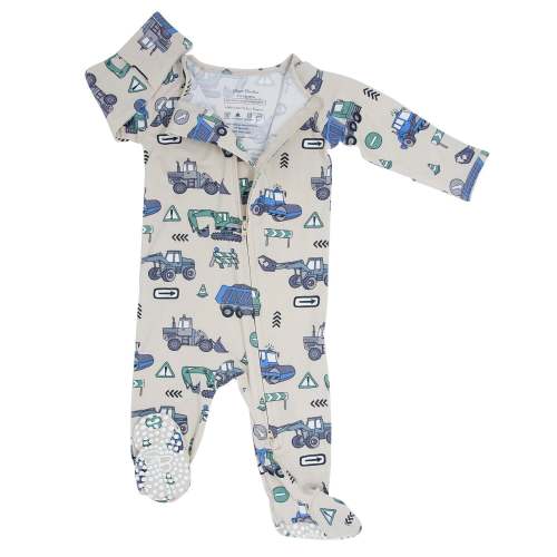 Trucks Diggers Construction Zipper Footie