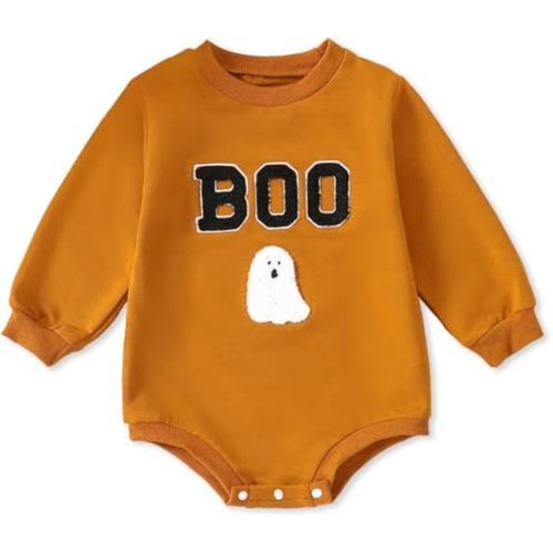 Halloween Newborn Baby Boy Girl Pumpkin Sweatshirt Romper Infant Long Sleeve Bodysuit Fall Clothes