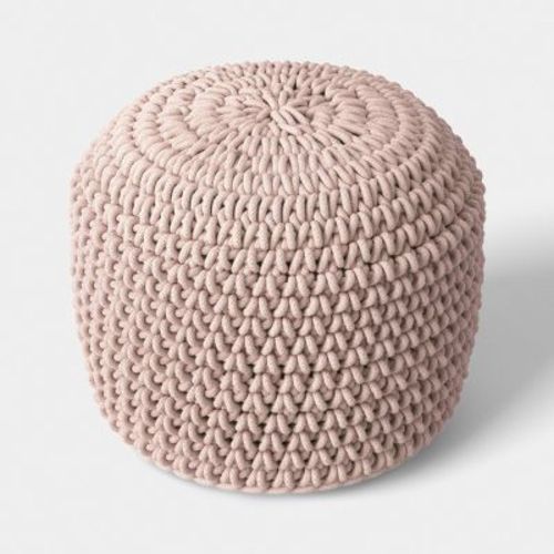 Pouf Ottoman - Pink - Cloud Island™: Cotton, Round, 6.21 Pounds, Solid