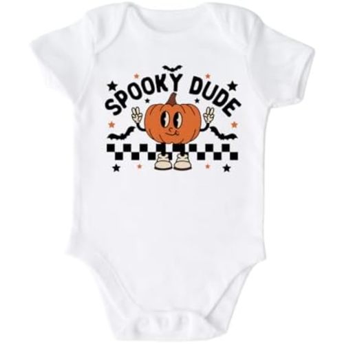 Spooky Dude Halloween Pumpkin Baby Bodysuit, Newborn Outfit, Baby Clothes, Gift for Children