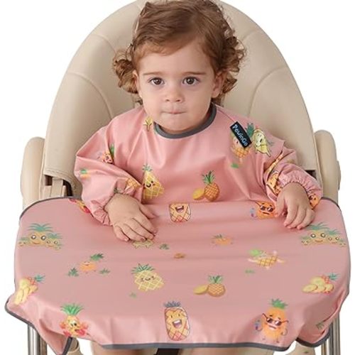 BLW Bib Highchair Cover for Baby & Long Sleeve Bibs,Waterproof, Easy to Clean, Machine Washable,Comfortable