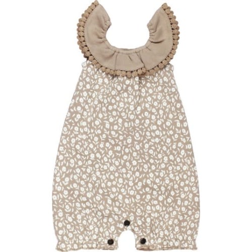 Print Ruffled Organic Cotton Bubble Romper