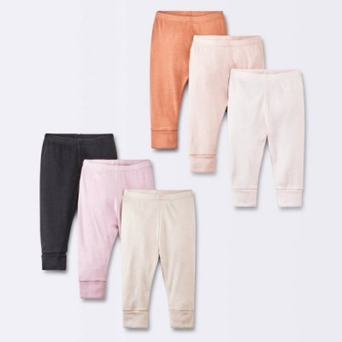 Baby Girls' 6pk Go & Grow Cotton Pants - Cloud Island™ Pink, Size: 0-6M