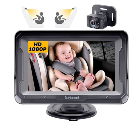 DoHonest Baby Car Camera HD 1080P - Rear-Facing Car Baby Monitor with Night Vision, Adjustable View Angle, Easy Setup, Anti-Glare Display, Safety for Kids & Infants