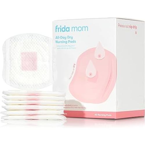 Frida Mom All-Day Dry Disposable Nursing Pads - Soft and Ultra-Absorbent Breast Pads, Breastfeeding Essentials for Moms, 60 Count