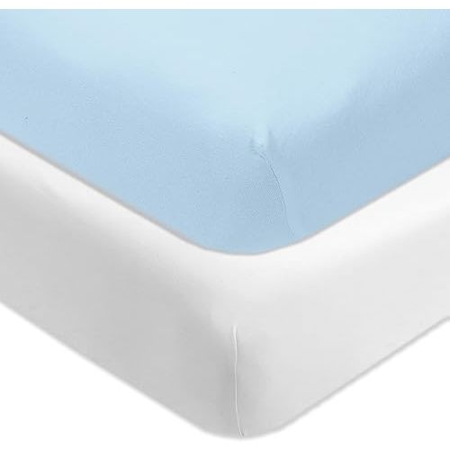 HonestBaby unisex-baby Classics Fitted Crib Sheets Set Standard Mattress, 100% Organic Cotton Baby Boys, Girls, Neutral, 2 Pack - Pattern Play/Heather Gray, One Size