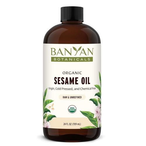 Banyan Botanicals Sesame Oil – Organic & Unrefined Sesame Oil for Skin, Body, Hair & More – Multiple Sizes – 24 oz – Non GMO Sustainably Sourced Vegan