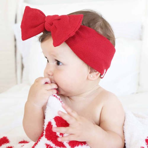 Large Waffle Knit Bow | Crimson