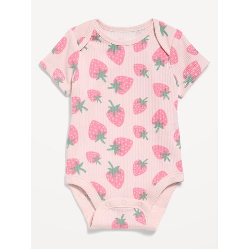 Printed Short-Sleeve Ribbed Bodysuit for Baby