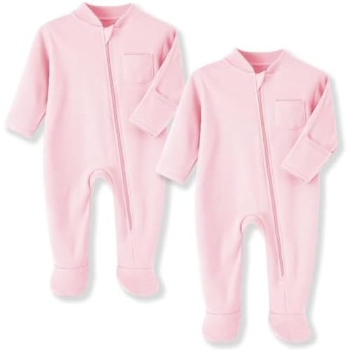 Eleven's Kingdom Baby 3-6 mos Sleep and Play,Baby Cotton Pajamas with Mitten Cuffs, 2 Way Zipper Footed Sleeper