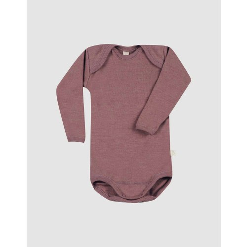 Baby merino wool long sleeve bodysuit in Grape