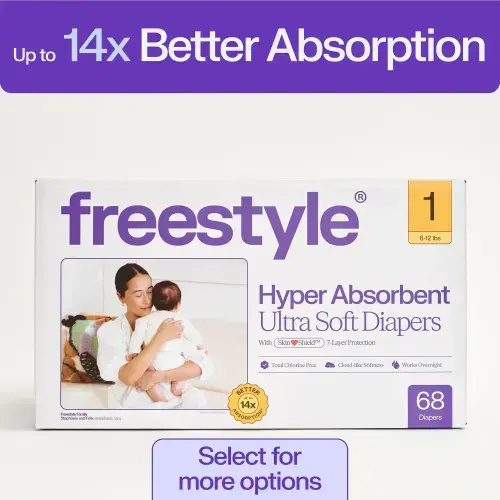 Freestyle Hyper Absorbent Ultra Soft Baby Diapers, Size 1, 68 Count