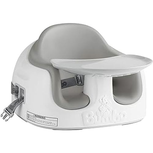 Bumbo Adjustable Height 3-in-1 Multi Seat, Non Slip Booster, Baby Chair for Eating & Chair for Toddlers 1-3 w/Removable Tray & Buckle Strap, Cool Gray