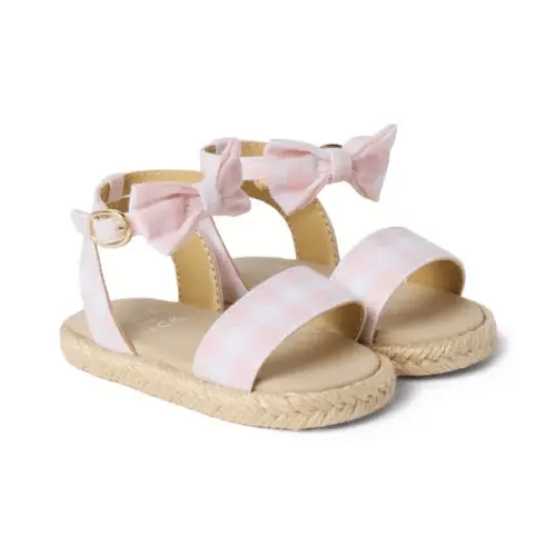 Baby Seashell Pink Gingham Baby Gingham Bow Espadrille Sandal by Janie and Jack