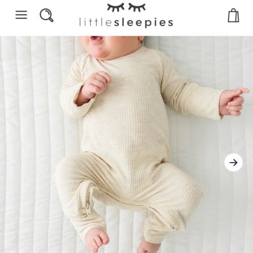 Heather Oatmeal Ribbed Crescent Zippy - Little Sleepies