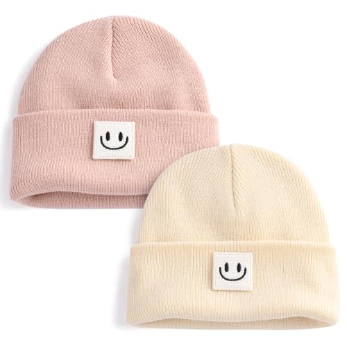 FURTALK Baby Beanie Cute Toddler Winter Hat Knit Boys Girls Warm 2 Pack Kids Embroidered Beanies Cap for 0-8 Years