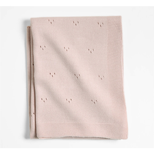 Pointelle Knit Mauve Rose Baby Stroller Blanket