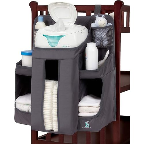 hiccapop Hanging Diaper Organizer for Changing Table, Cribs and Walls, Diaper Stacker and Nursery Organizer | Hanging Storage Caddy Organizer for Baby Essentials |