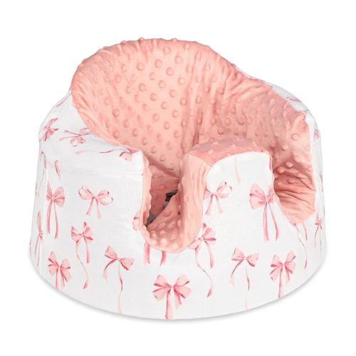 Seat Cover Compatible with Bumbo Seat, Soft and Breathable Baby Floor Seat Cover for Baby Boy & Girl (Cover Only), Pink Bow