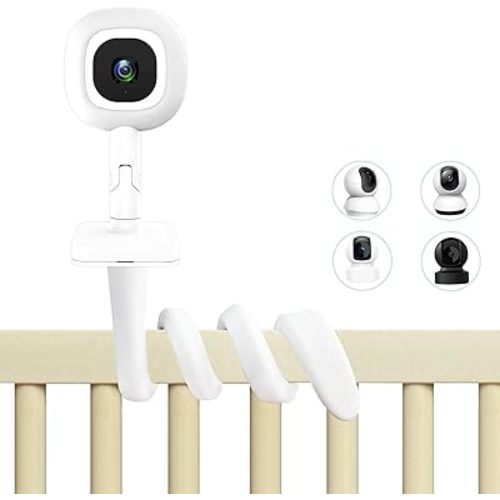 Flexible Baby Monitor Mount for Nanit Pro & Flex Stand, TP-Link C200/C210/C220, Kasa Smart EC70/EC71/KC410S and Baby Cameras with 1/4 Thread Hole, Crib Twist Mount Without Tools or Wall Damage