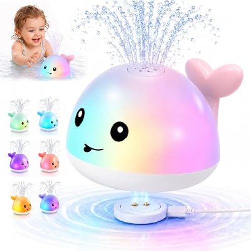 Gigilli Baby Bath Toys for Kids Ages 1-3, Light Up Whale Bath Toy Sprinkler