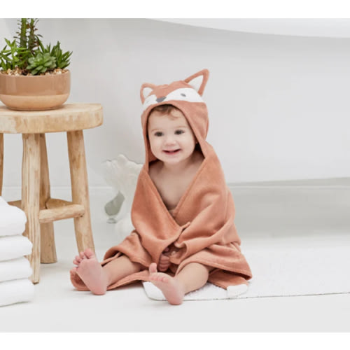 Rust Fox Hooded Baby Bath Wrap