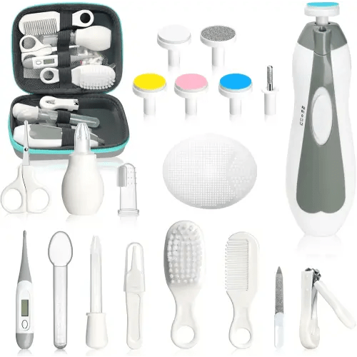 Baby Healthcare and Grooming Kit, Portable Baby Safety Care Set, Baby Essentials kit for Newborn (Grey White 20 in 1)